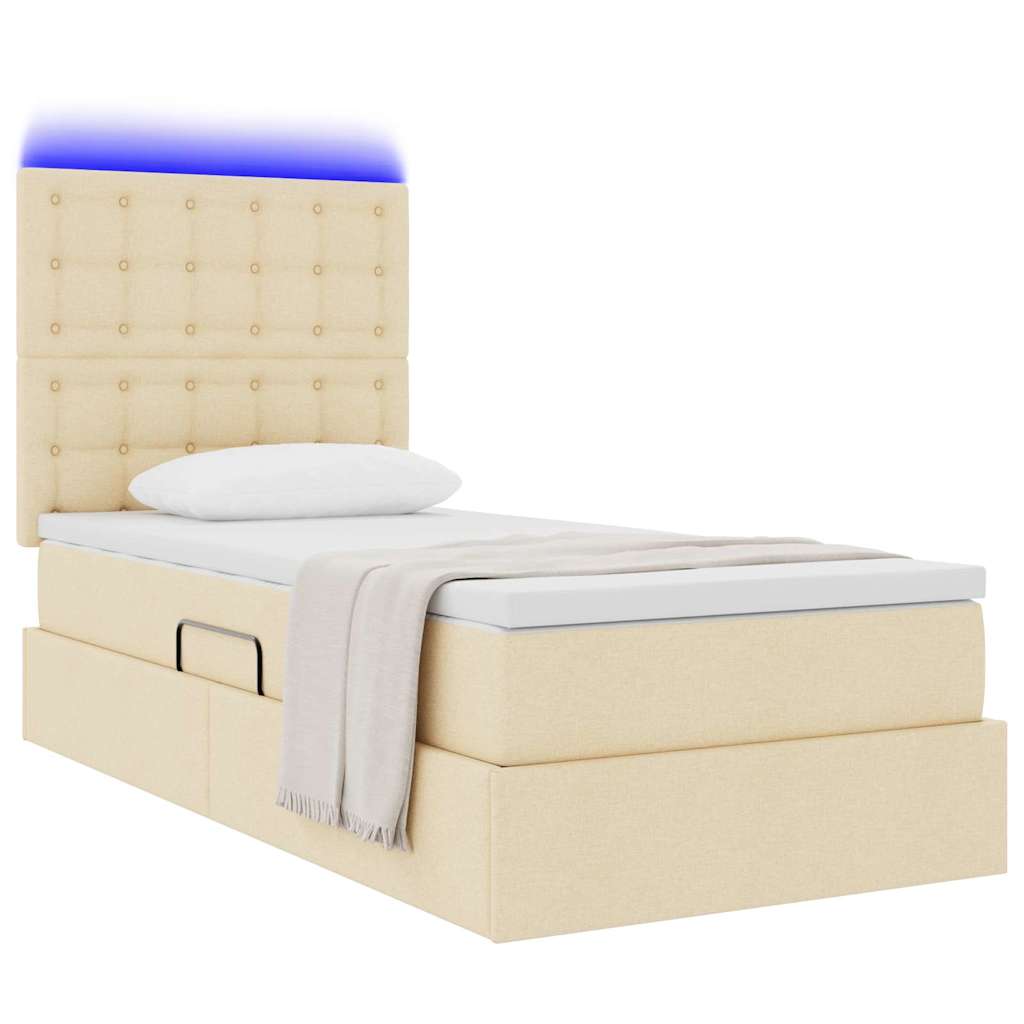 Krevet s prostorom za pohranu s LED-om Krema 90 x 200 cm