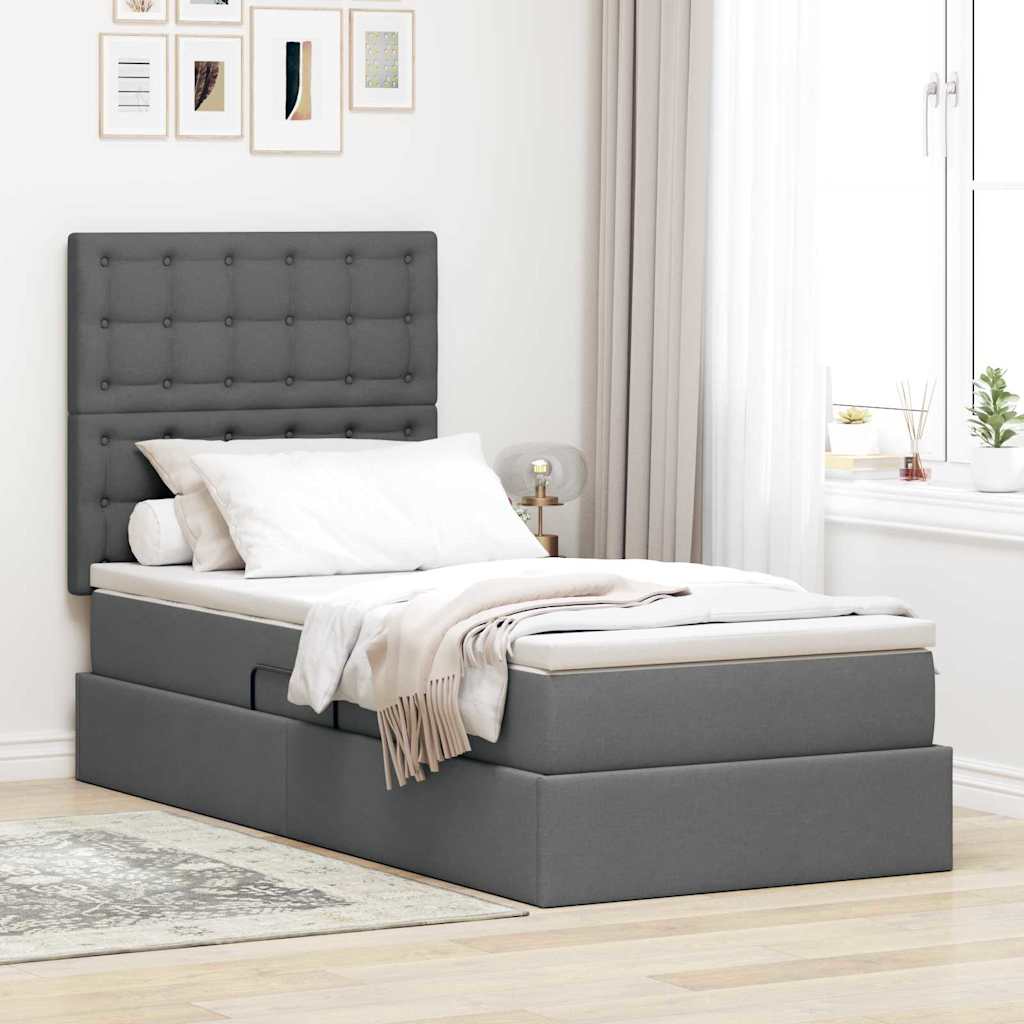 Krevet s prostorom za pohranu s LED-om Tamno siva 100 x 200 cm