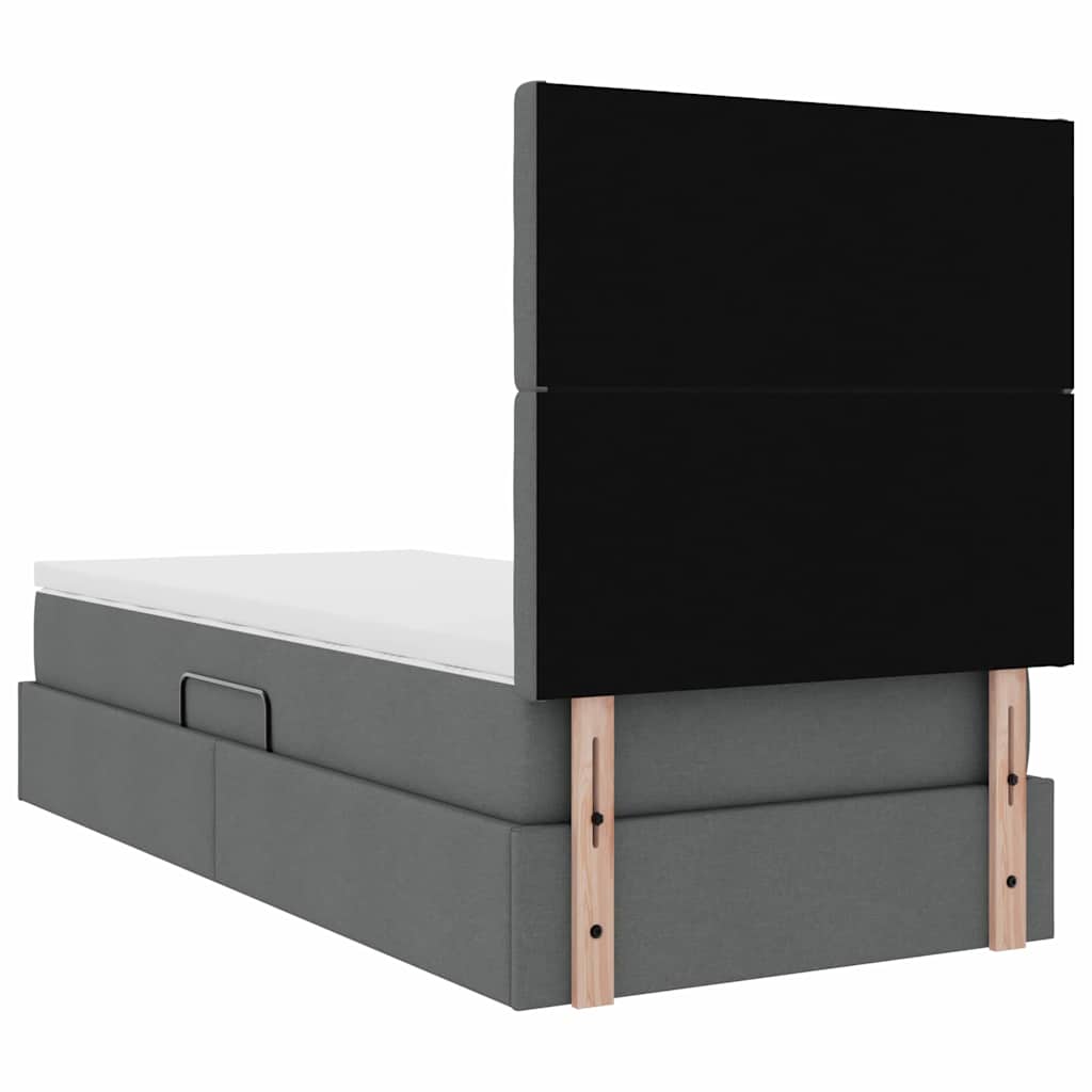 Krevet s prostorom za pohranu s LED-om Tamno siva 100 x 200 cm