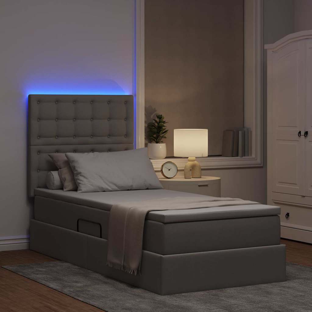 Krevet s prostorom za pohranu s LED-om Sivo-smeđa 100 x 200 cm