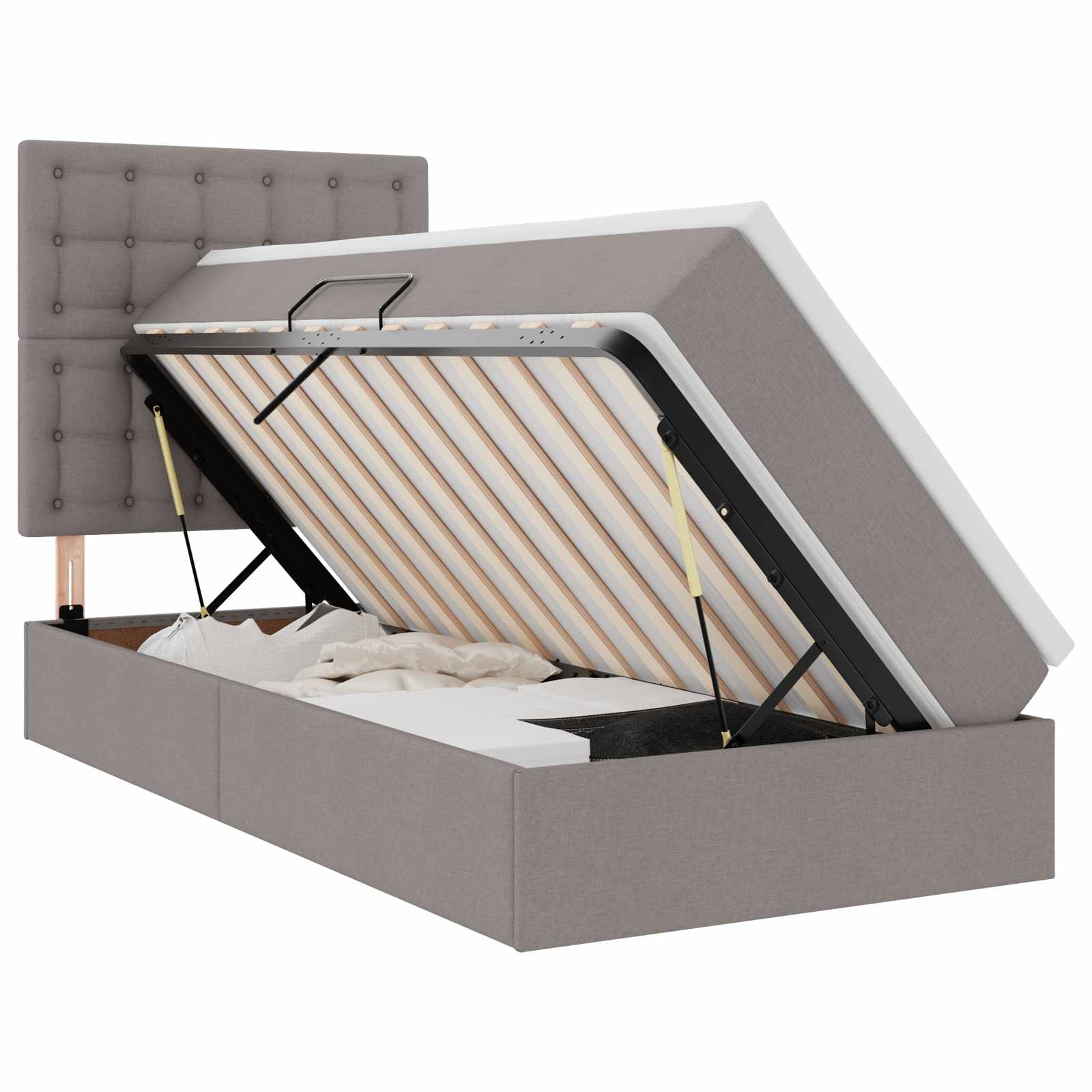 Krevet s prostorom za pohranu s LED-om Sivo-smeđa 100 x 200 cm