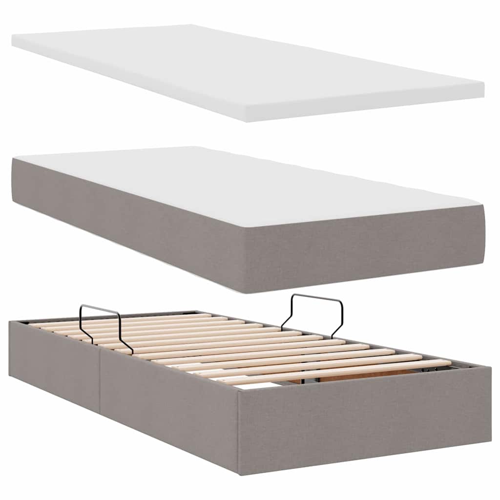 Krevet s prostorom za pohranu s LED-om Sivo-smeđa 100 x 200 cm