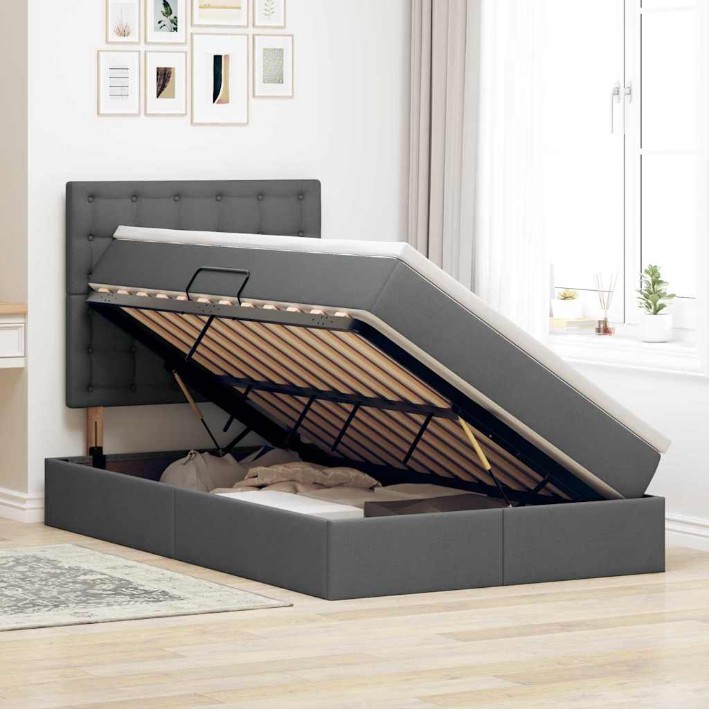 Krevet s prostorom za pohranu s LED-om Tamno siva 120 x 190 cm