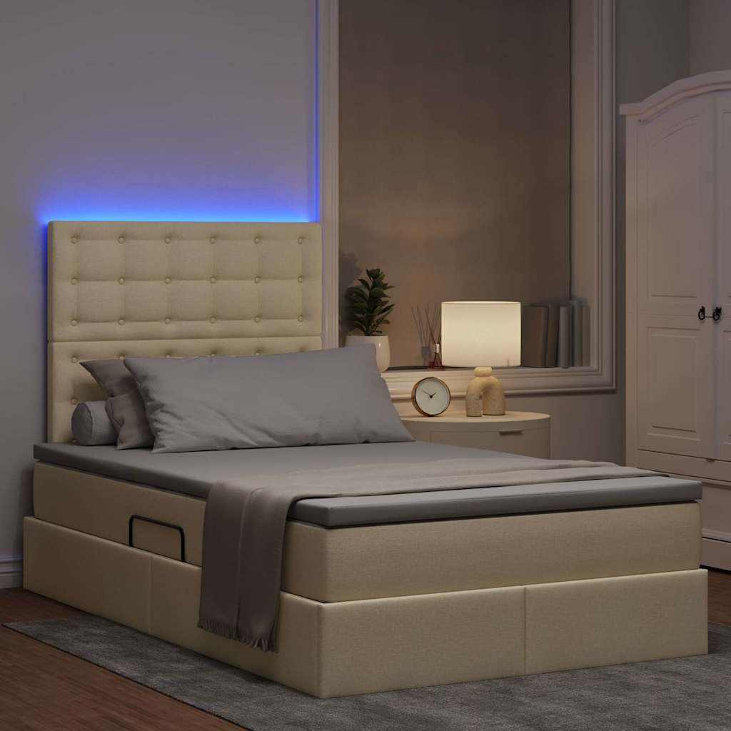 Krevet s prostorom za pohranu s LED-om Krema 120 x 190 cm