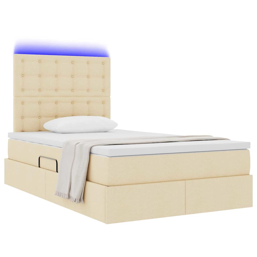 Krevet s prostorom za pohranu s LED-om Krema 120 x 200 cm