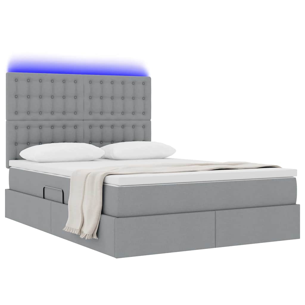 LED krevet za pohranu s madracem Svjetlosiva 140 x 190 cm