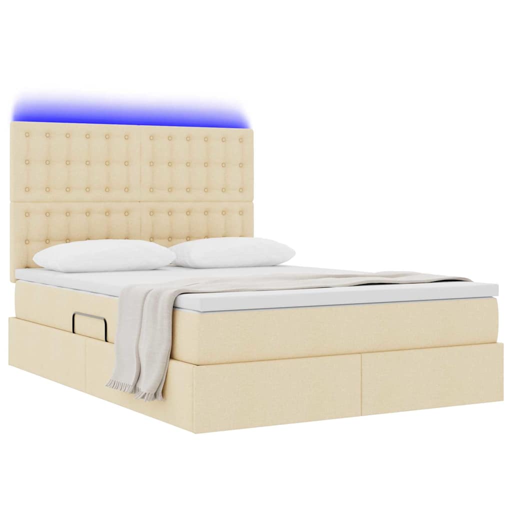 Krevet s prostorom za pohranu s LED-om Krema 140 x 190 cm