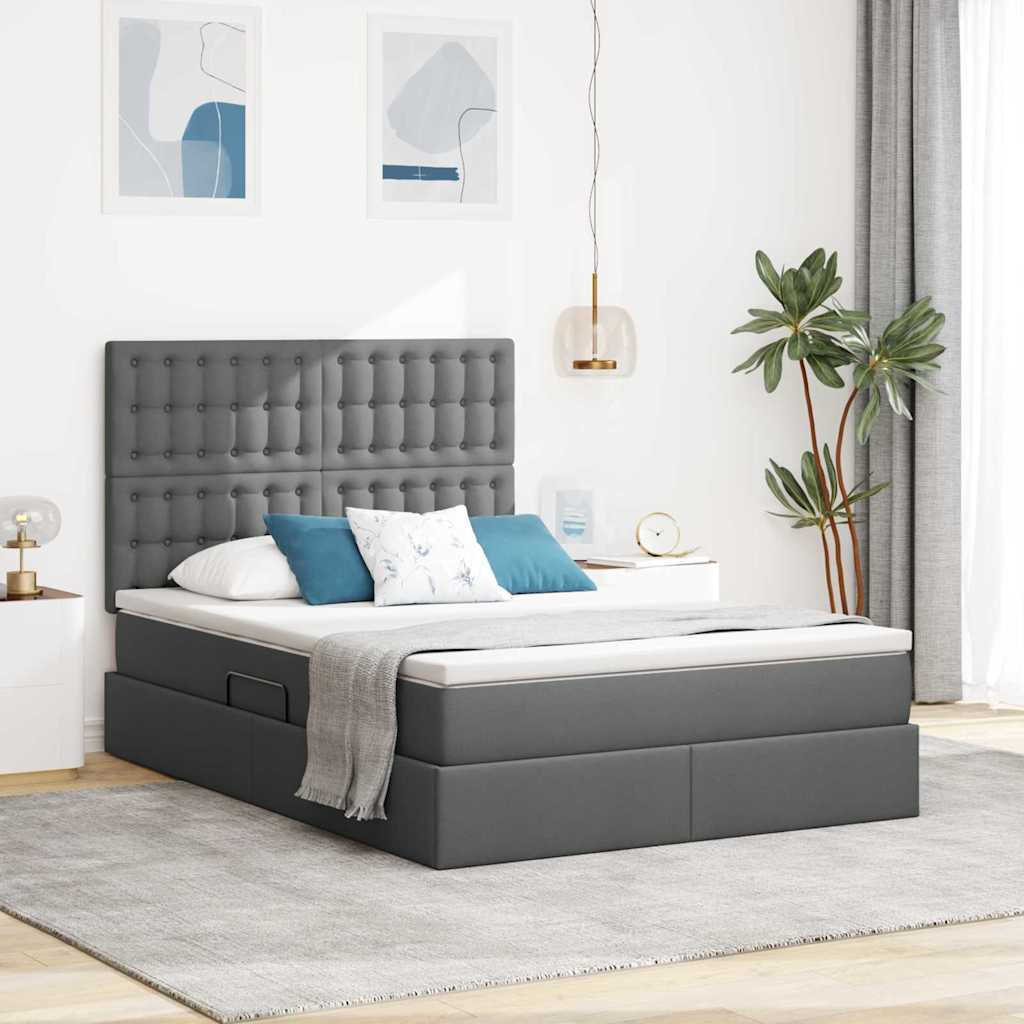 Krevet s prostorom za pohranu s LED-om Tamno siva 140 x 200 cm