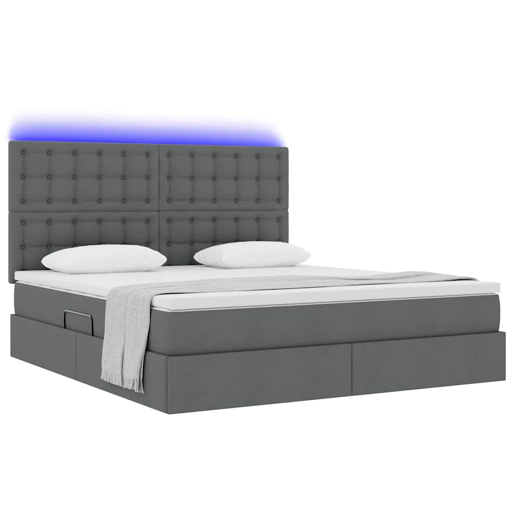 Krevet s prostorom za pohranu s LED-om Tamno siva 160 x 200 cm