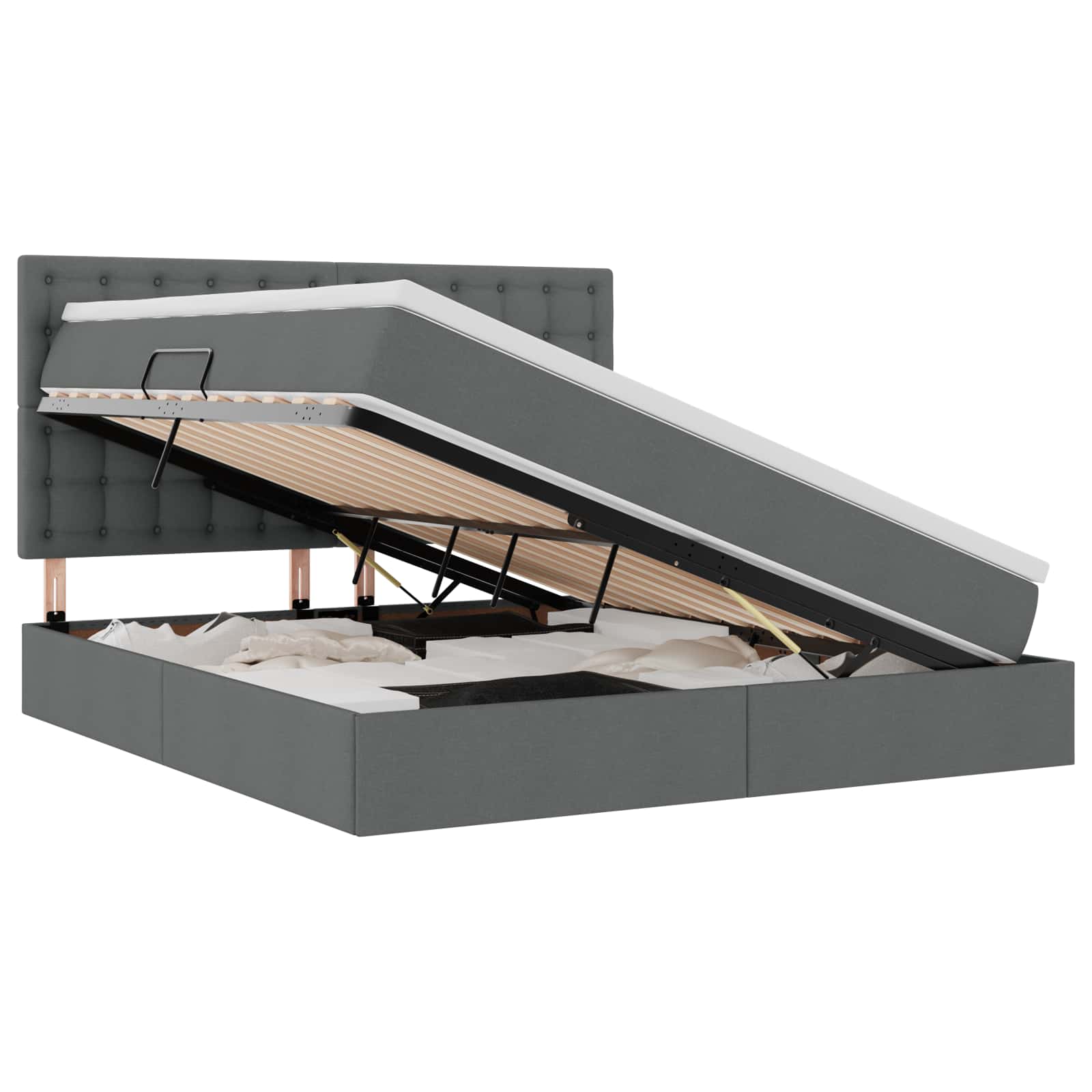 Krevet s prostorom za pohranu s LED-om Tamno siva 180 x 200 cm