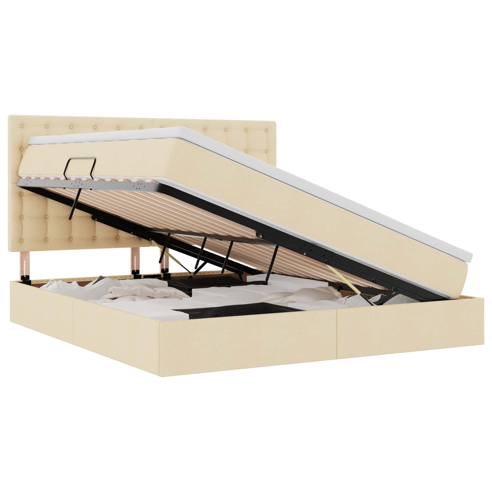 Krevet s prostorom za pohranu s LED-om Krema 180 x 200 cm