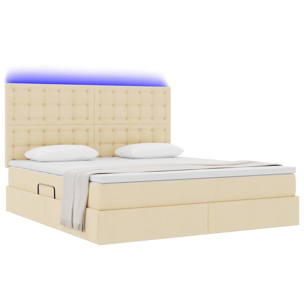 Krevet s prostorom za pohranu s LED-om Krema 180 x 200 cm