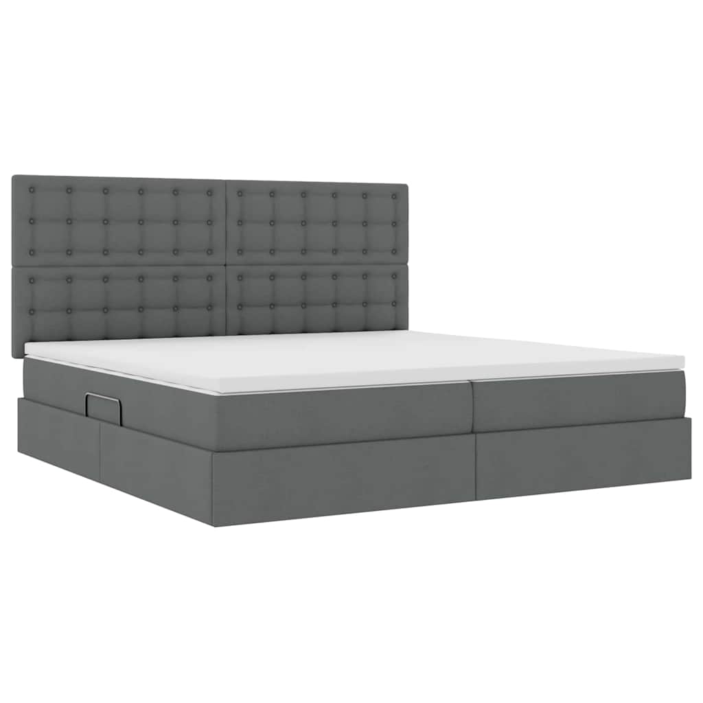 Krevet s prostorom za pohranu s LED-om Tamno siva 200 x 200 cm