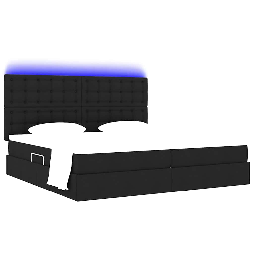 Krevet s prostorom za pohranu s LED-om Crna 200 x 200 cm