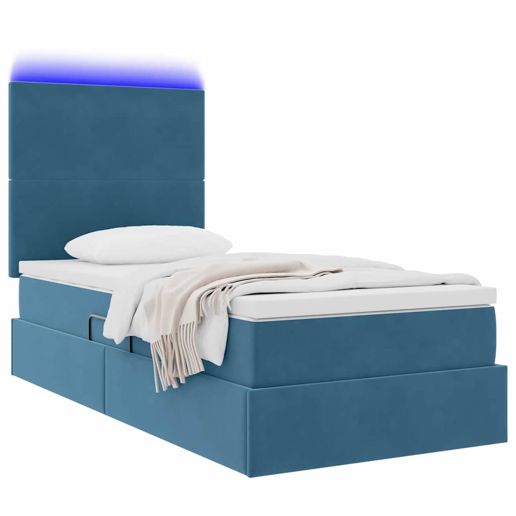 Krevet s prostorom za pohranu s LED-om Tamno plava 90 x 200 cm