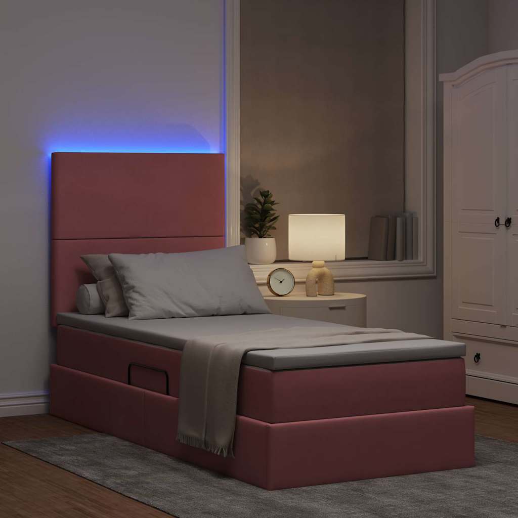 Krevet s prostorom za pohranu s LED-om Ružičasta 90 x 200 cm