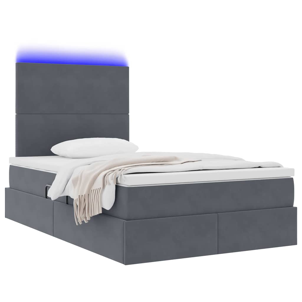 Krevet s prostorom za pohranu s LED-om Tamno siva 120 x 200 cm