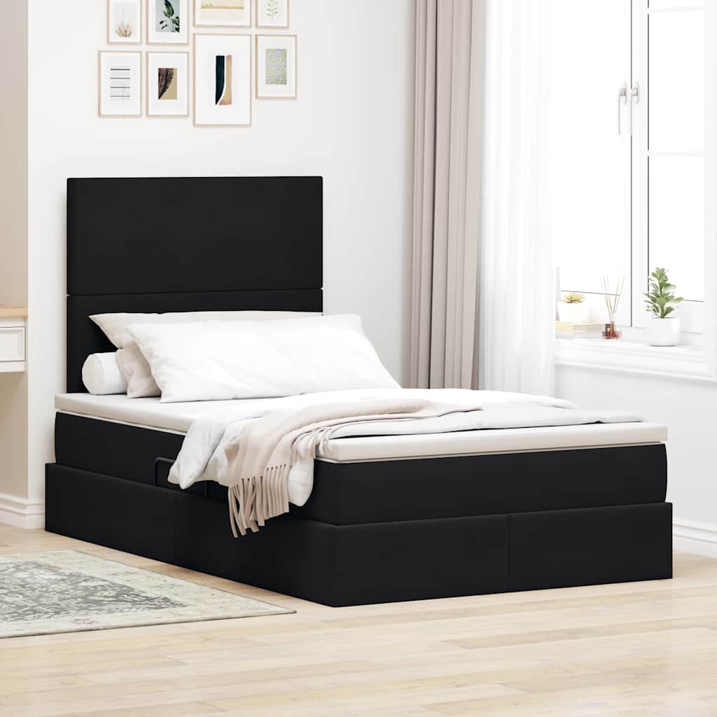 Krevet s prostorom za pohranu s LED-om Crna 120 x 200 cm Baršun