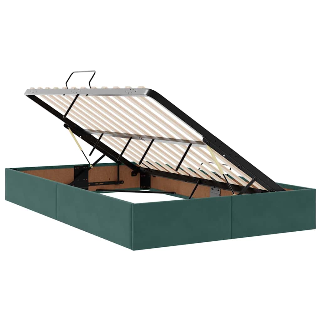Krevet s prostorom za pohranu s LED-om Tamnozelena 120 x 200 cm
