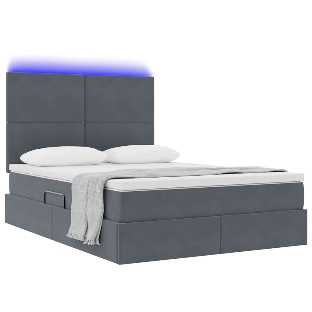 Krevet s prostorom za pohranu s LED-om Tamno siva 140 x 190 cm