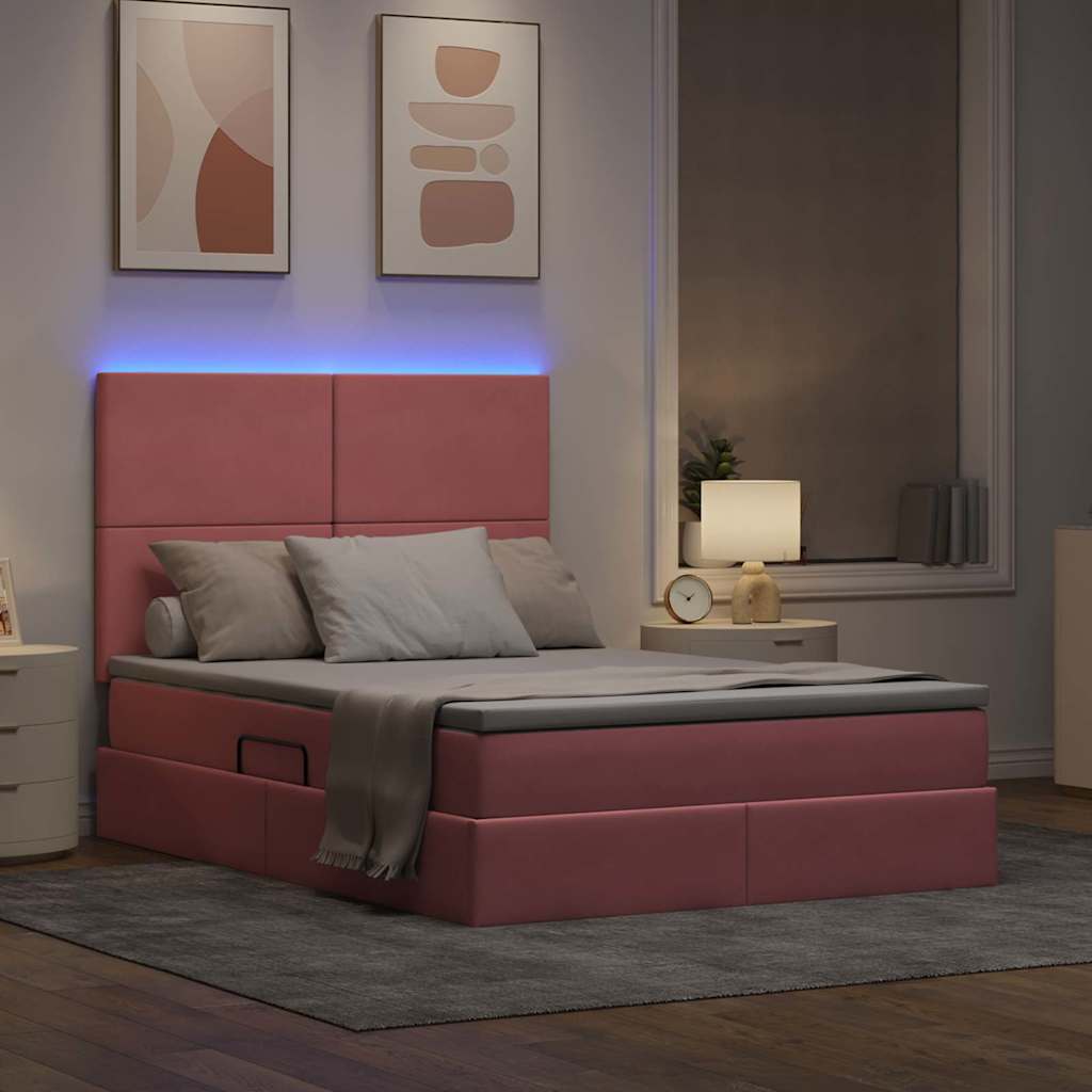Krevet s prostorom za pohranu s LED-om Ružičasta 140 x 200 cm