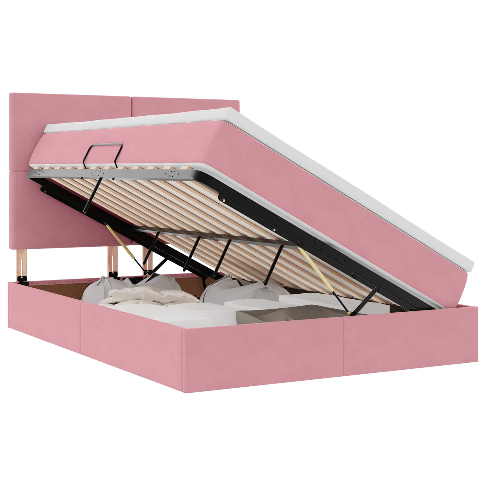 Krevet s prostorom za pohranu s LED-om Ružičasta 140 x 200 cm