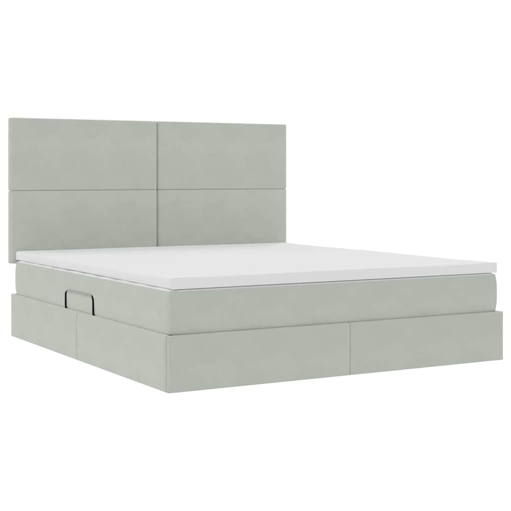 LED krevet za pohranu s madracem Svjetlosiva 160 x 200 cm