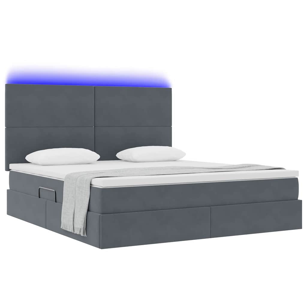 Krevet s prostorom za pohranu s LED-om Tamno siva 160 x 200 cm