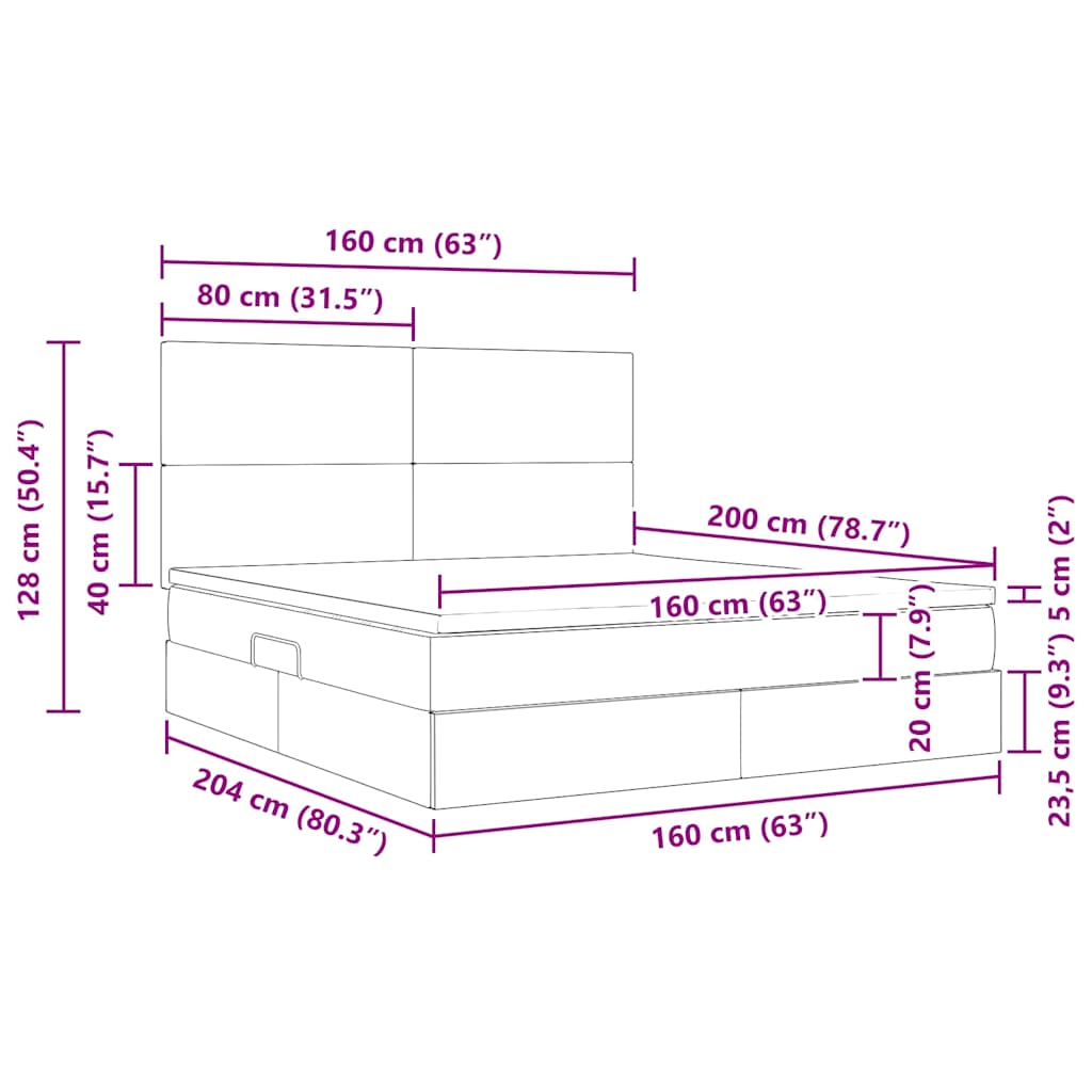 Krevet s prostorom za pohranu s LED-om Tamno siva 160 x 200 cm