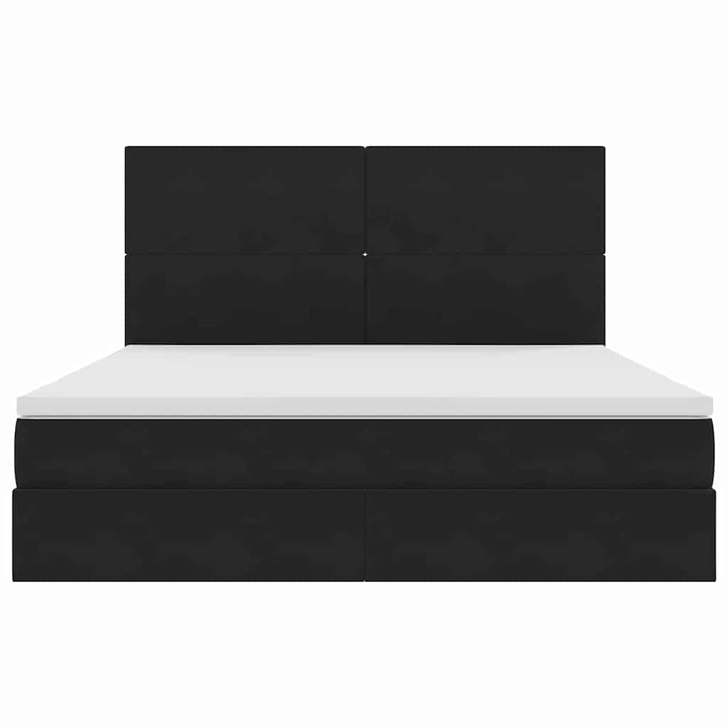 Krevet s prostorom za pohranu s LED-om Crna 180 x 200 cm Baršun