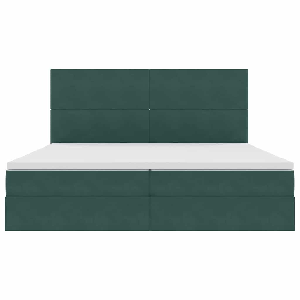 Krevet s prostorom za pohranu s LED-om Tamnozelena 200 x 200 cm
