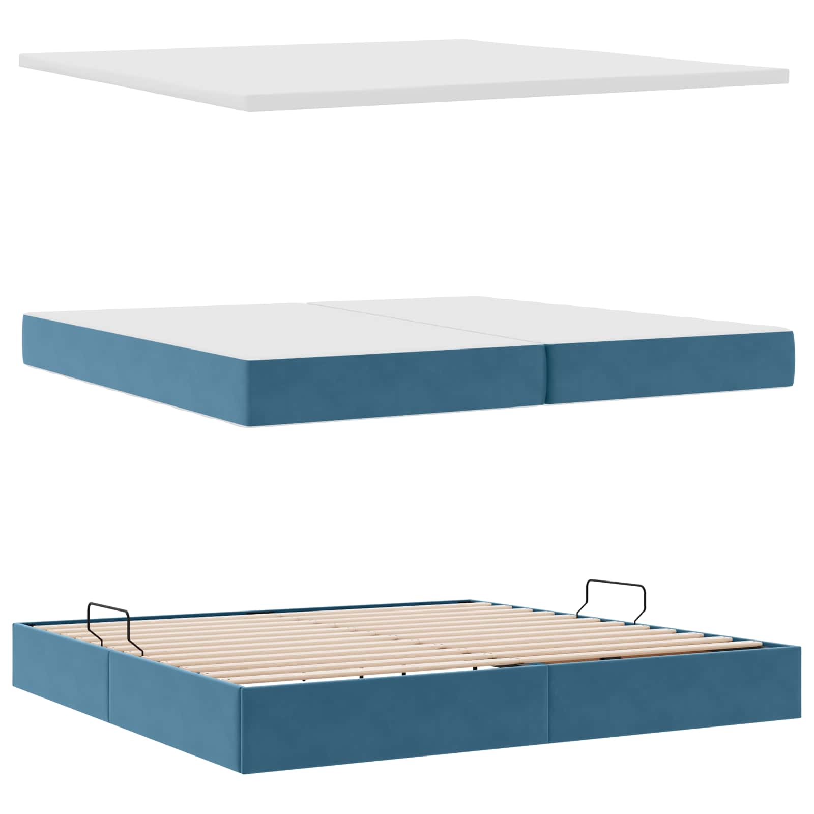 Krevet s prostorom za pohranu s LED-om Tamno plava 200 x 200 cm