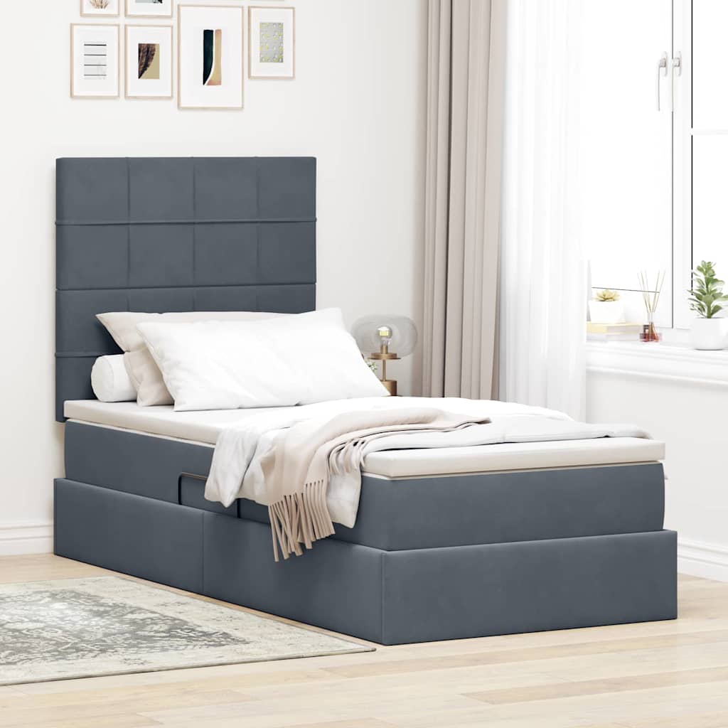 Krevet s prostorom za pohranu s LED-om Tamno siva 90 x 200 cm