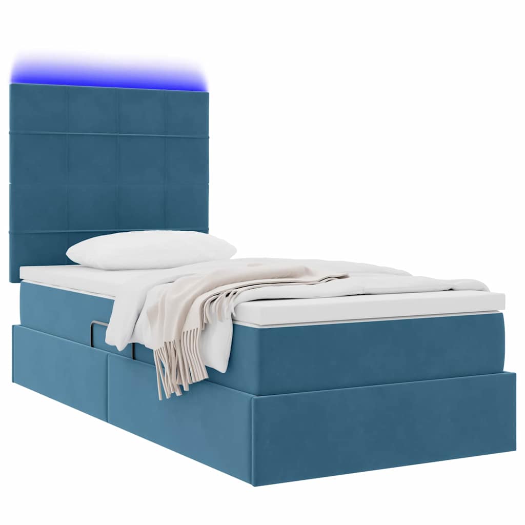 Krevet s prostorom za pohranu s LED-om Tamno plava 100 x 200 cm