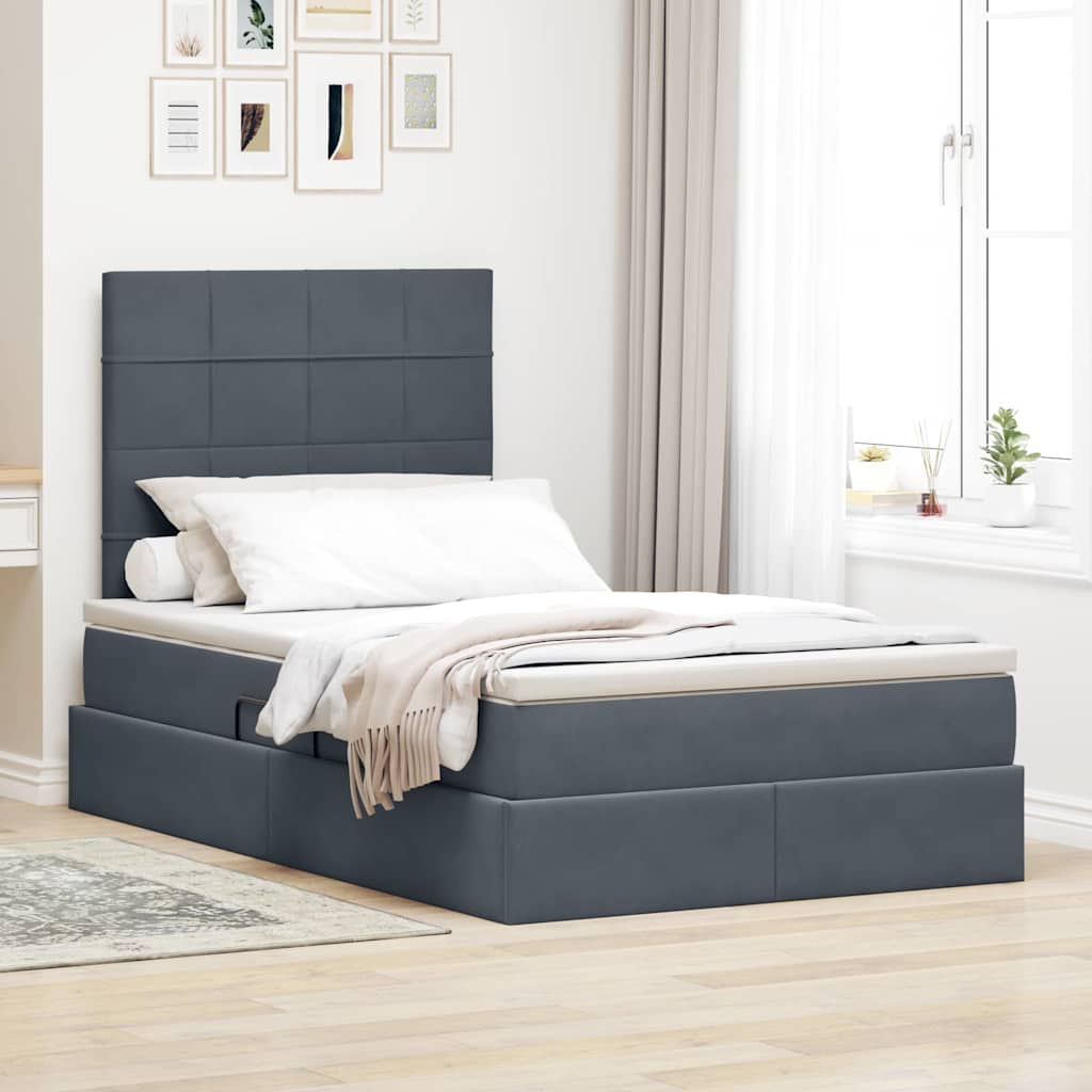 Krevet s prostorom za pohranu s LED-om Tamno siva 120 x 190 cm