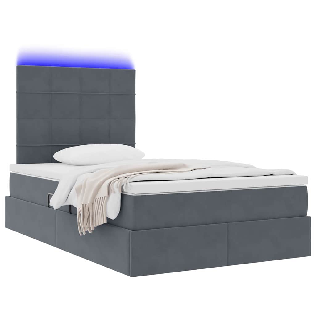 Krevet s prostorom za pohranu s LED-om Tamno siva 120 x 200 cm