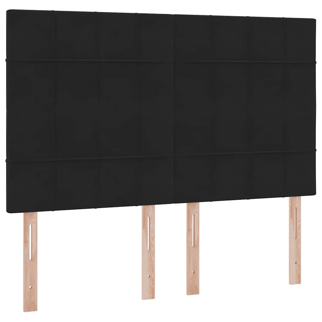 Krevet s prostorom za pohranu s LED-om Crna 140 x 190 cm Baršun