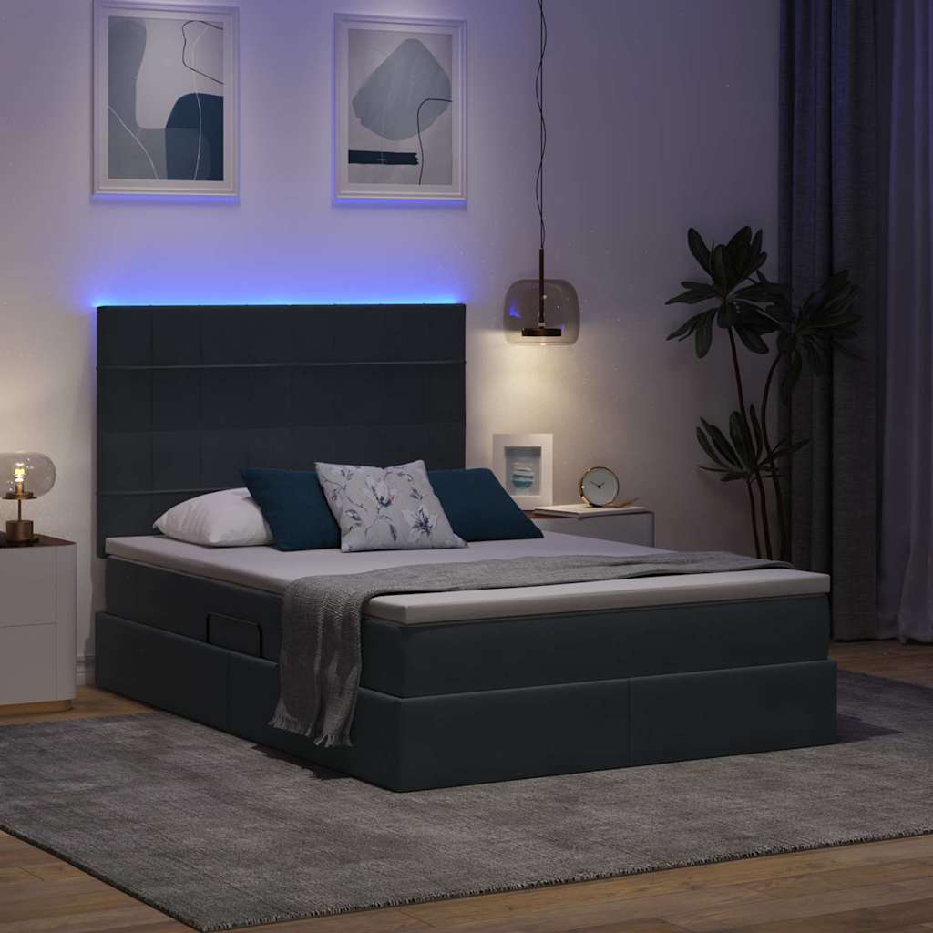 Krevet s prostorom za pohranu s LED-om Tamno siva 140 x 200 cm