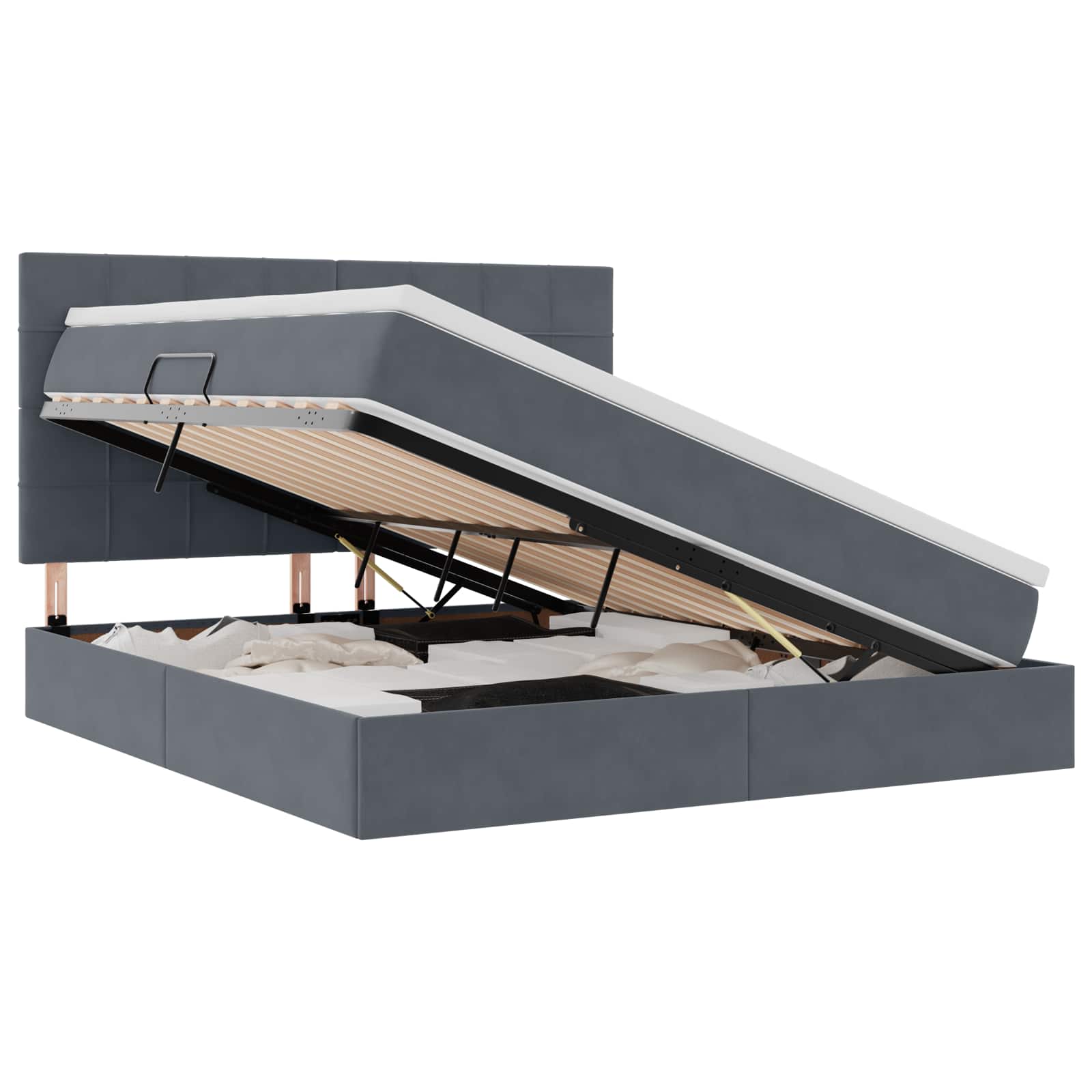 Krevet s prostorom za pohranu s LED-om Tamno siva 180 x 200 cm