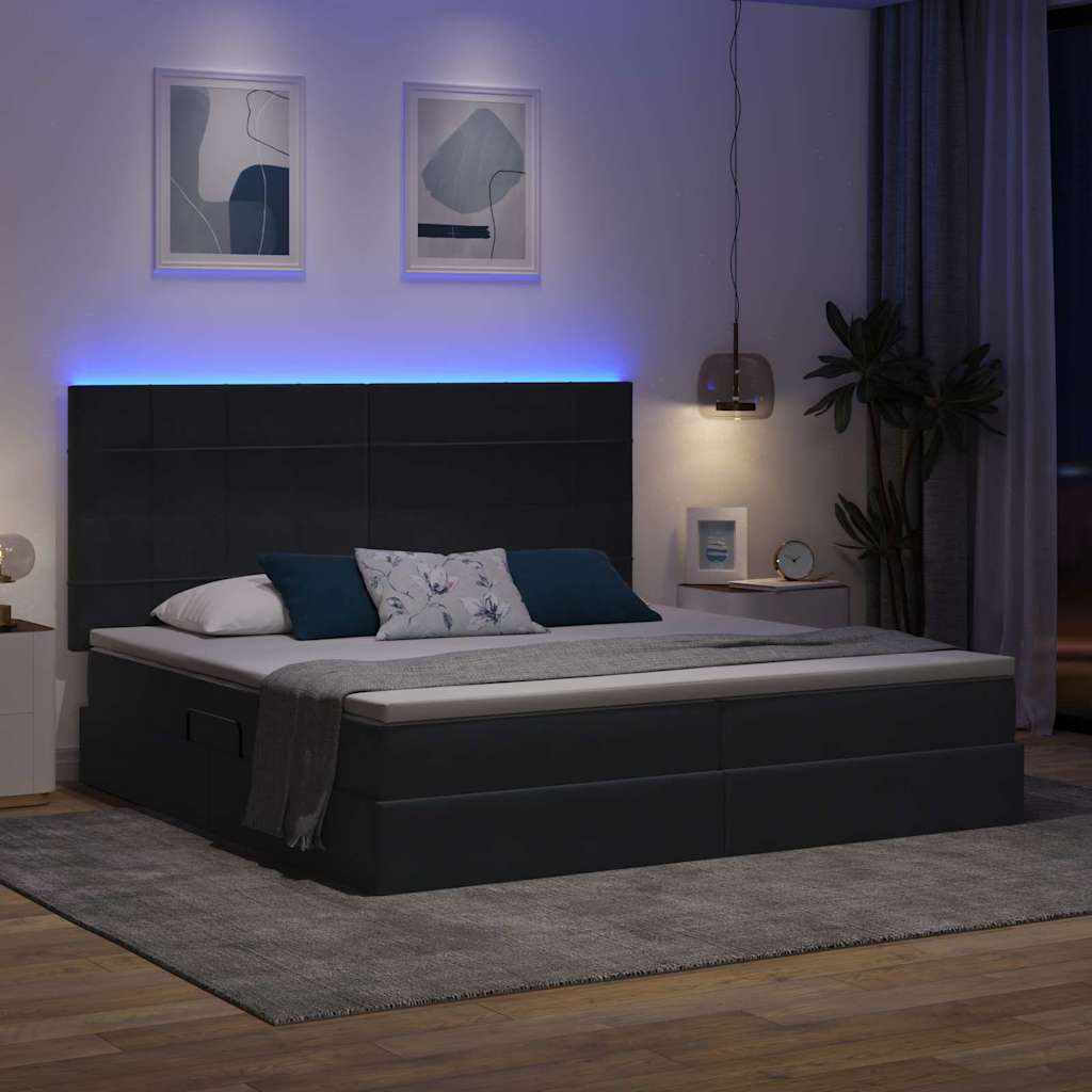 Krevet s prostorom za pohranu s LED-om Tamno siva 200 x 200 cm