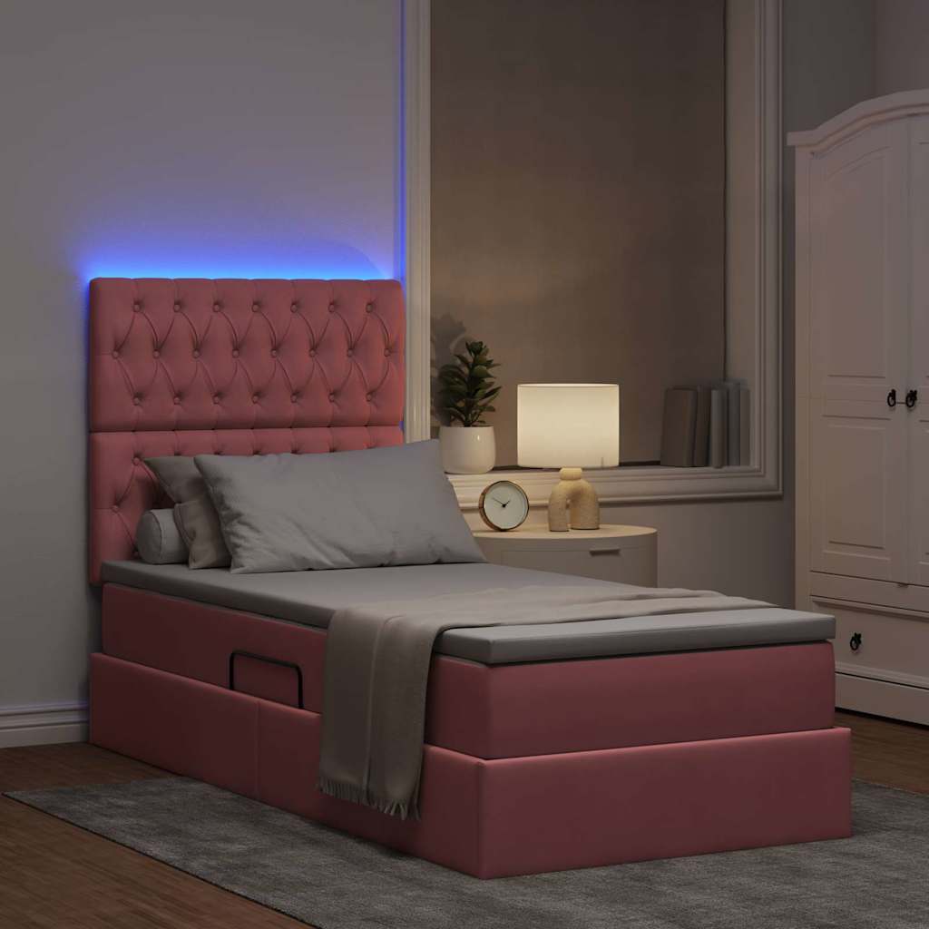 Krevet s prostorom za pohranu s LED-om Ružičasta 90 x 190 cm