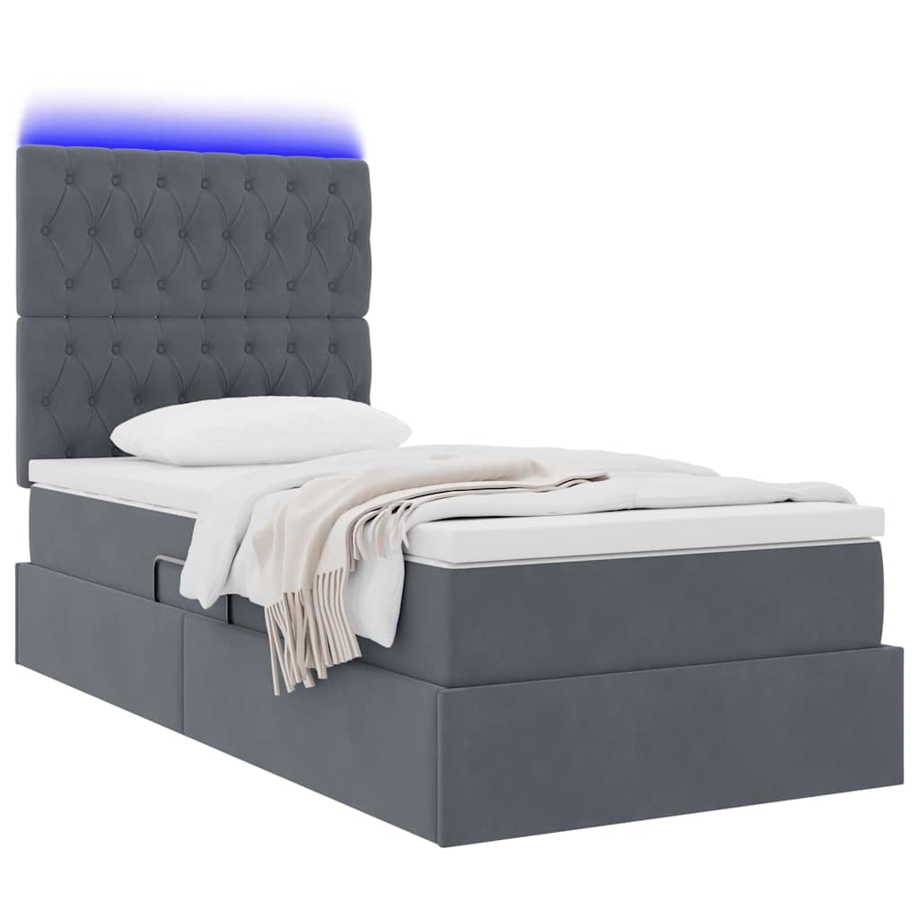 Krevet s prostorom za pohranu s LED-om Tamno siva 100 x 200 cm