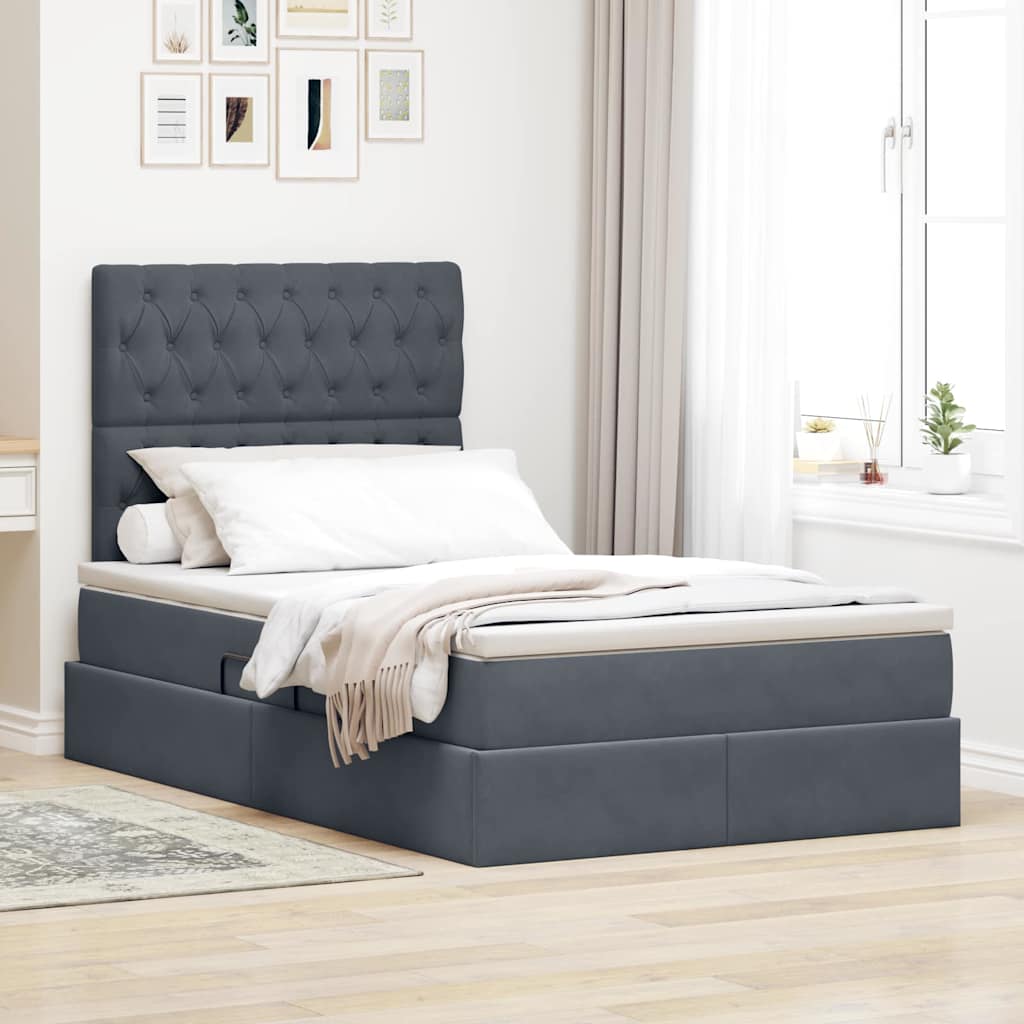 Krevet s prostorom za pohranu s LED-om Tamno siva 120 x 190 cm