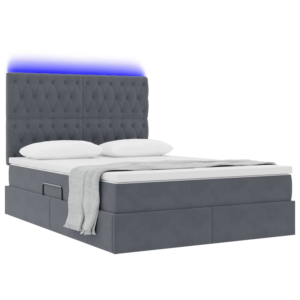 Krevet s prostorom za pohranu s LED-om Tamno siva 140 x 200 cm