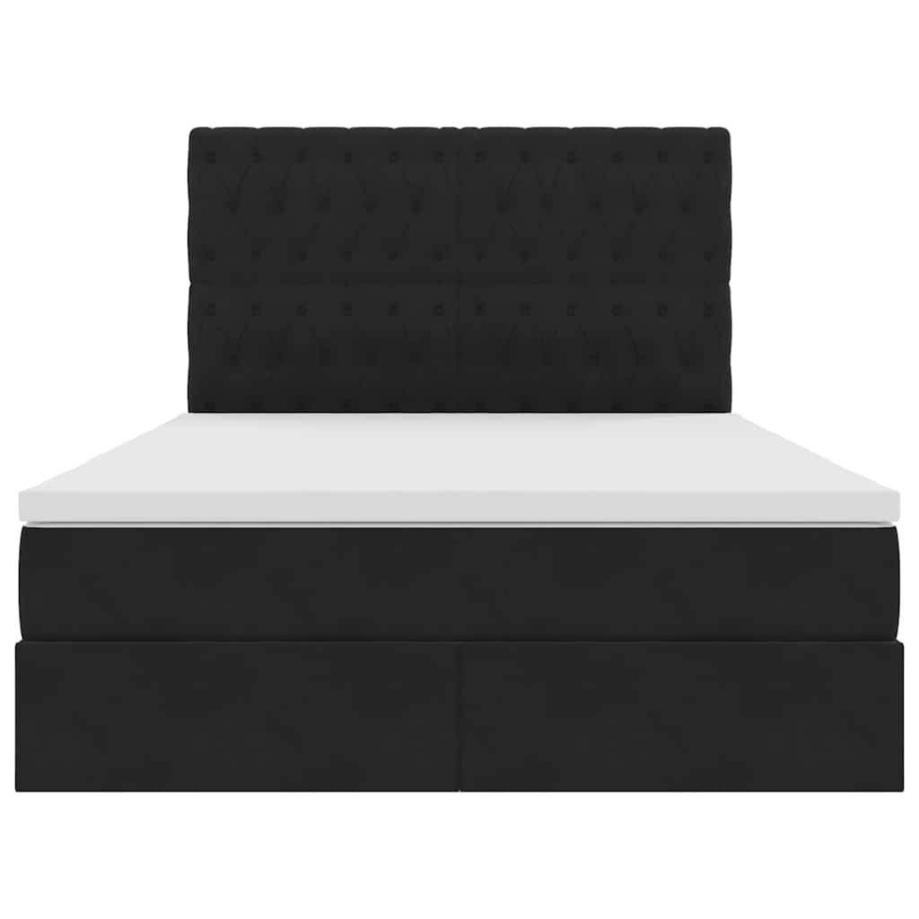 Krevet s prostorom za pohranu s LED-om Crna 140 x 200 cm Baršun