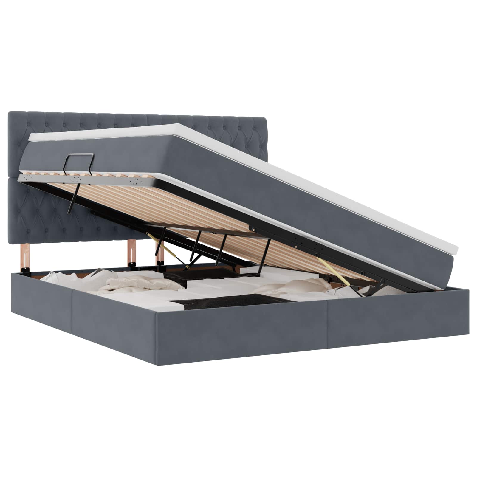Krevet s prostorom za pohranu s LED-om Tamno siva 160 x 200 cm