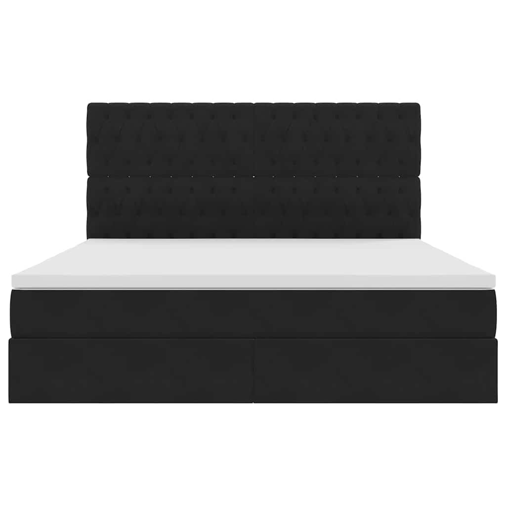 Krevet s prostorom za pohranu s LED-om Crna 180 x 200 cm Baršun