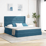 LED krevet za pohranu s madracem Tamno plava 180 x 200 cm