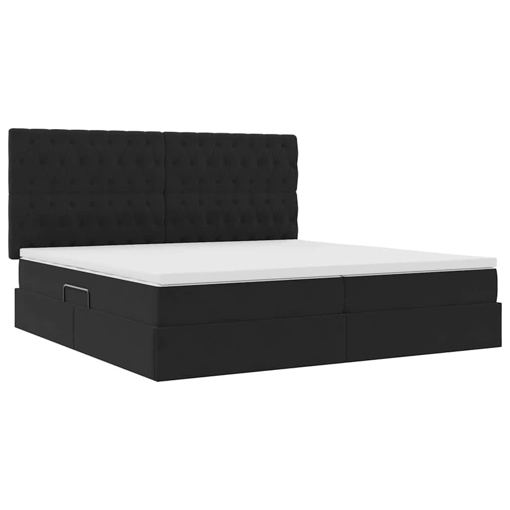 Krevet s prostorom za pohranu s LED-om Crna 200 x 200 cm Baršun