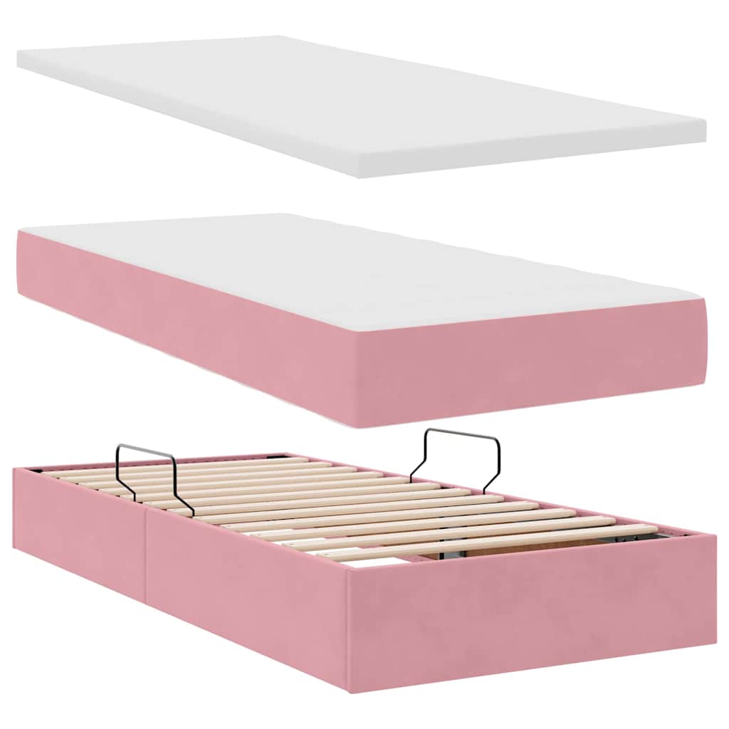 Krevet s prostorom za pohranu s LED-om Ružičasta 90 x 200 cm